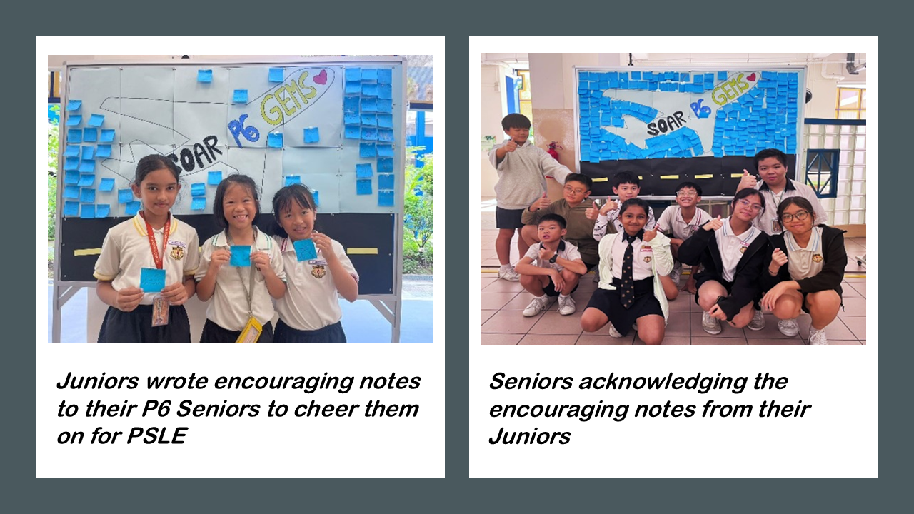 Sending and Receiving Encouraging Notes for PSLE between Juniors and Seniors